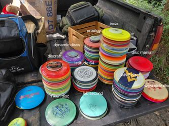 120+ Discgolf discs and 3 bags.