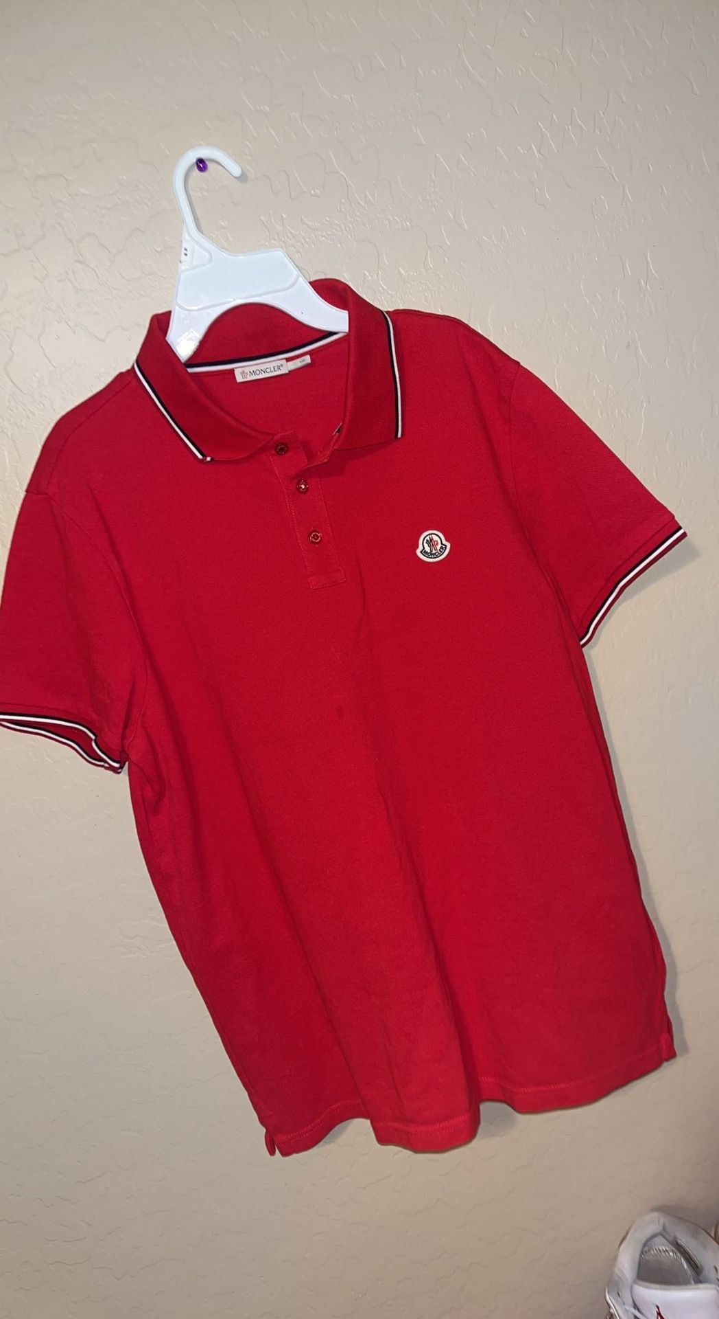 Red Moncler Polo Shirt Size Medium 