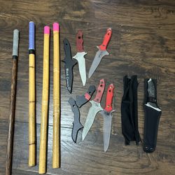 Martial Arts Training Set - Escrima Sticks & Throwing Knives Assorted
