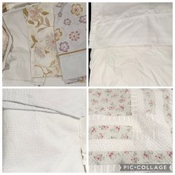 Queen size beddings- pillow cases, fitted sheet, quilts