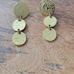 Gold-Tone Triple Disc Drop Earrings