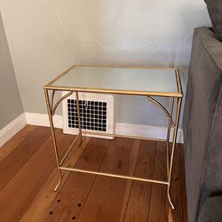 Antique Vintage Gold  Mirror Accent Side Table 