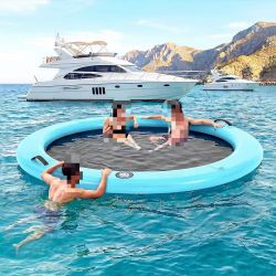 #R4 6' x 6' Floating Dock Inflatable Dock Sunchill Float Ring with 4" Premium Fabric, Sky Blue $ 120