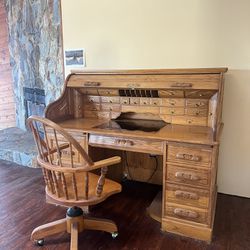 Wood Desk With Chair