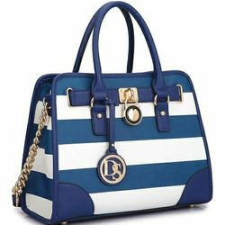 Dasein Blue&White Striped Purse with Wallet