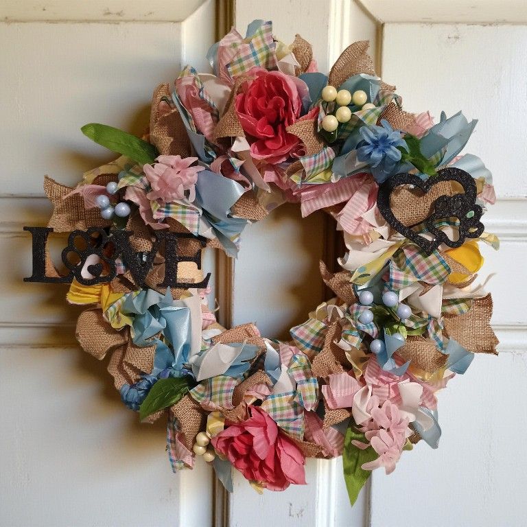 Floral pet paw print wreath
