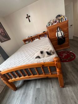 Solid Wood full size Bed Frame with dresser