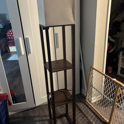 Floor Lamp with Shelves, Modern Square Standing Lamp