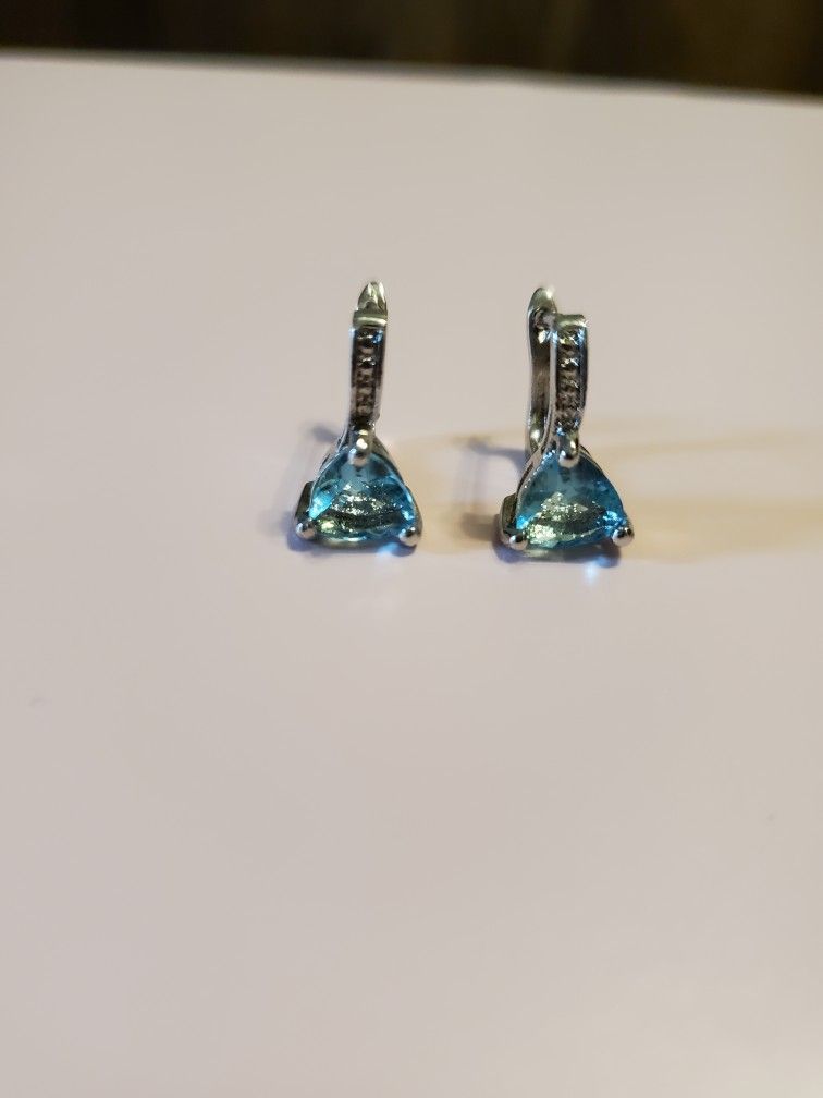 Beautiful Blue And Silver Earrings