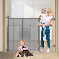 47" Extra Tall Retractable Baby Gates, Extends to 59" Wide, ExtraTall Retractable Safety Gate with Reinforced Strips