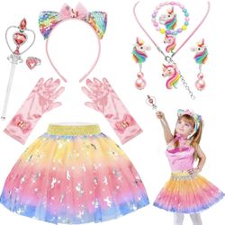 Princess Dress up Clothes for Girls 4-6,Unicorn Halloween Costumes Toys for 3 4 5 6 Year Old Girls Christmas Birthday Gifts