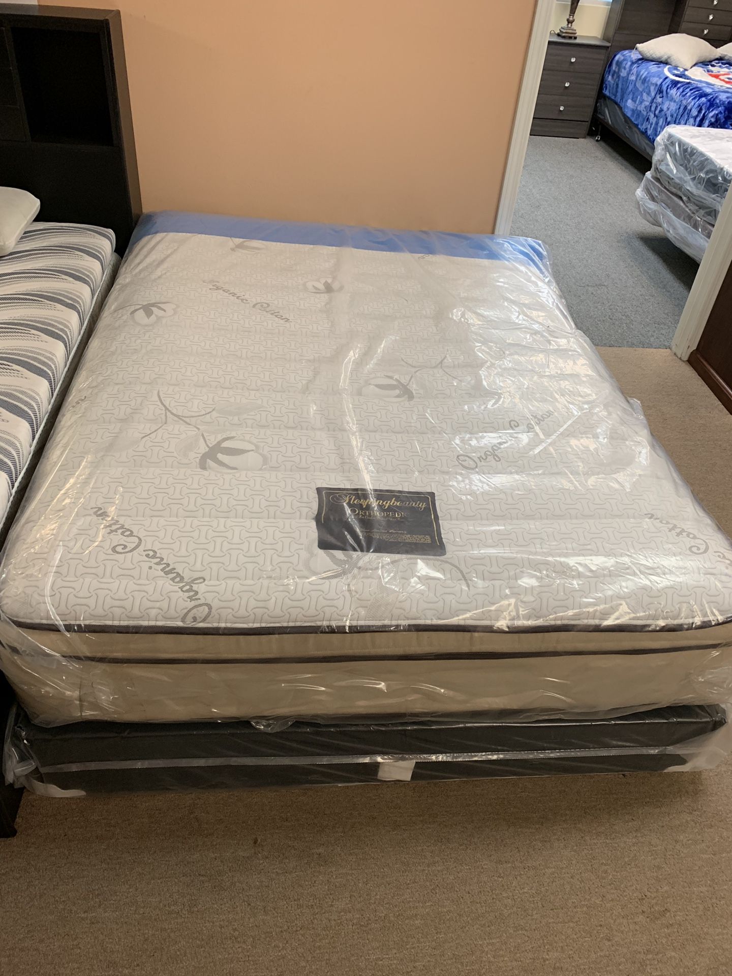 Sleeping beauty jumbo eruptop orthopedic king mattress and box spring