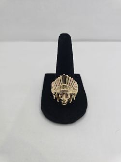 14KT Native American Chiefs Head Ring