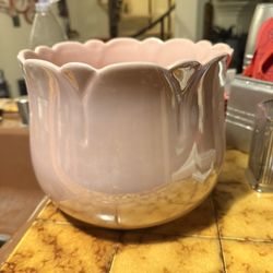 Glossy Glaze Pink Ceramic Flower Bowl Planter