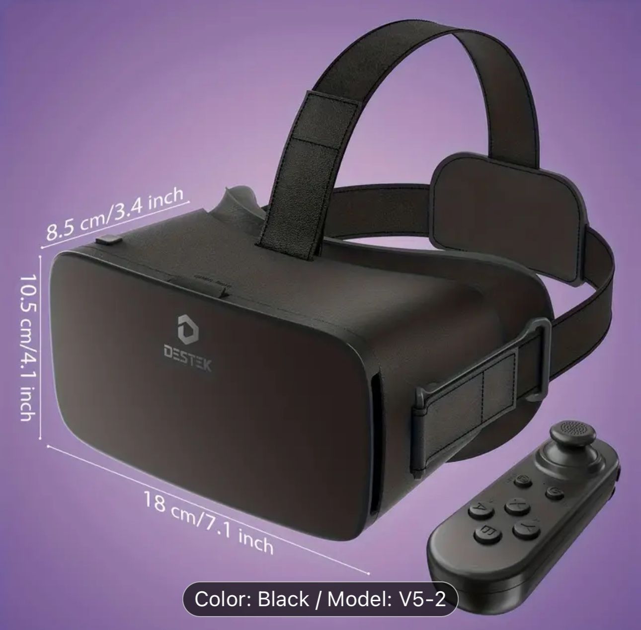 Destek V5 Immersive VR Goggles - 110° Wide Field of View, Anti-Blue HD Lenses, Eyes Protected, Compatible with 4.7-6.8in Screen Smartphones, No Built-