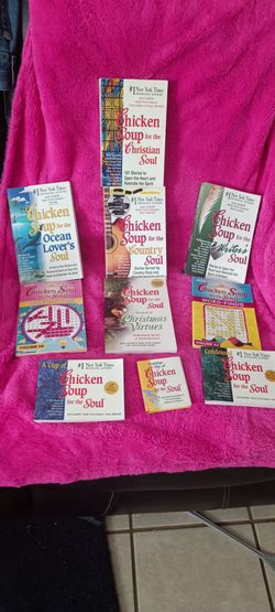 Lot of 10 Chicken Soup for the Soul Books and word finds. Available 
Wysocki Ln. 
Jurupa Valley. 91752
Chicken Soup for the Soul paperbacks including 