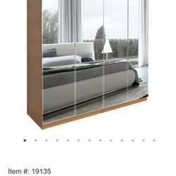 Contempo Full Mirrored Wardrobe With Brass Handles
