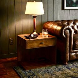 Pristine Crate & Barrel "Hayden" C-Shape Nightstand / Side Table
