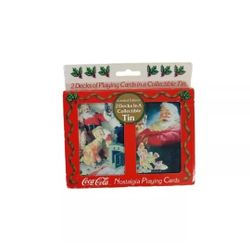 Coca-Cola Christmas Santa Nostalgic Playing Cards W/Tin 1996 Limited Edition New