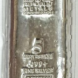 RMC 5 OZ 999 FINE SILVER REPUBLIC METALS CORP. NEW SEALED BAR 