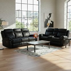 Recliner (Set of 2pc), Loveseat Sofa, 3-Seater Couch