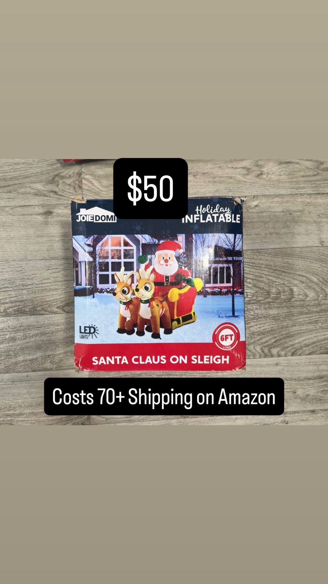 Santa Sleigh and Reindeer Inflatable Joiedomi