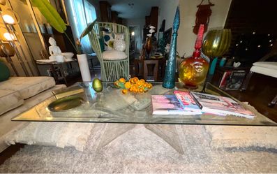 Mid Century Modern Lucite Coffee Table Base with Glass Top