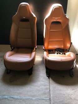 14-19 CORVETTE C7 SPORT SEATS KALAHARI BROWN HEAT VENT GOOD BAGS