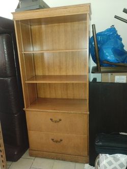 Wood Book/Antique Shelf with 2 drawers