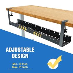 Under Desk Cable Management Tray 2-Pack – No Drill Clamp Mount Wire Organizer