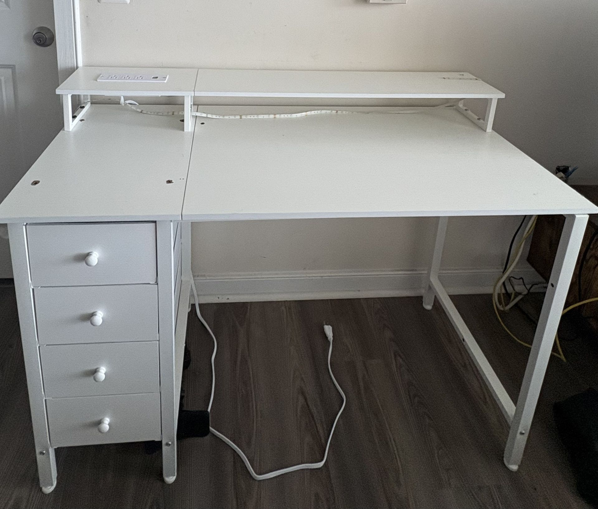 White Desk with 4 Drawers - 47 inch Desk