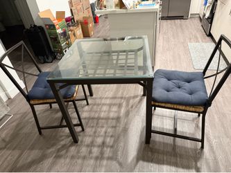 Small Glass Dining Table + Chairs