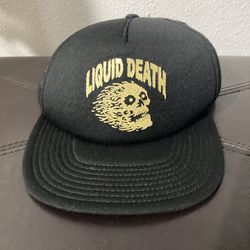 Liquid Death Trucker Hat Black Mesh Snapback Graphic Streetwear Skull Edgy Unisex