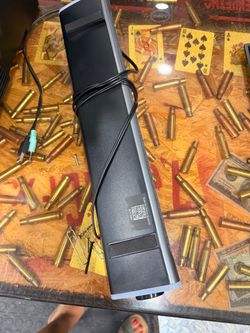Black Compact Soundbar with Audio Cable