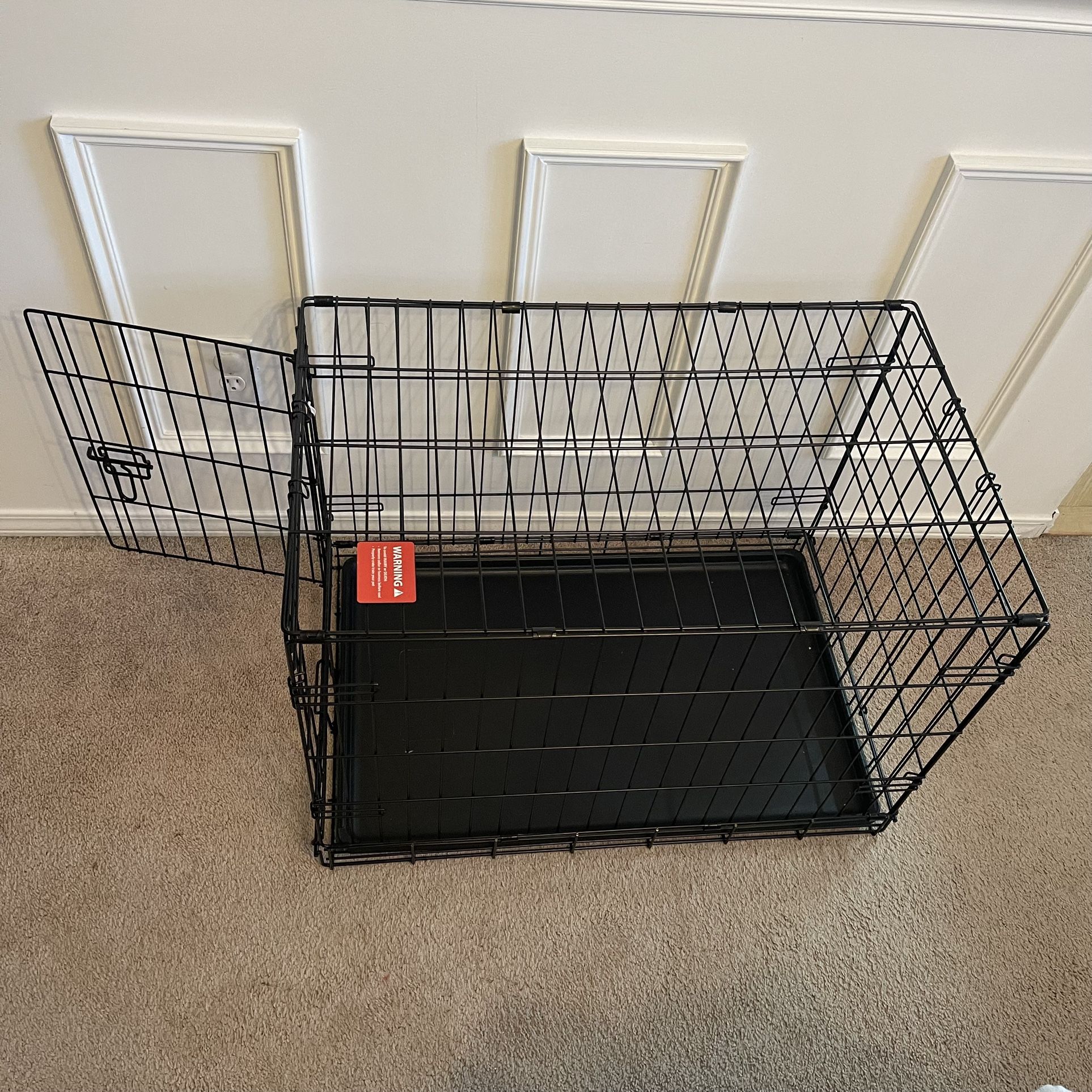 Black 1-Door Folding Dog Crate M size