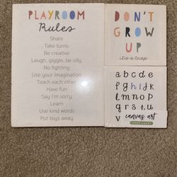 Canvas Wall Art For Kids . Play Room Rules