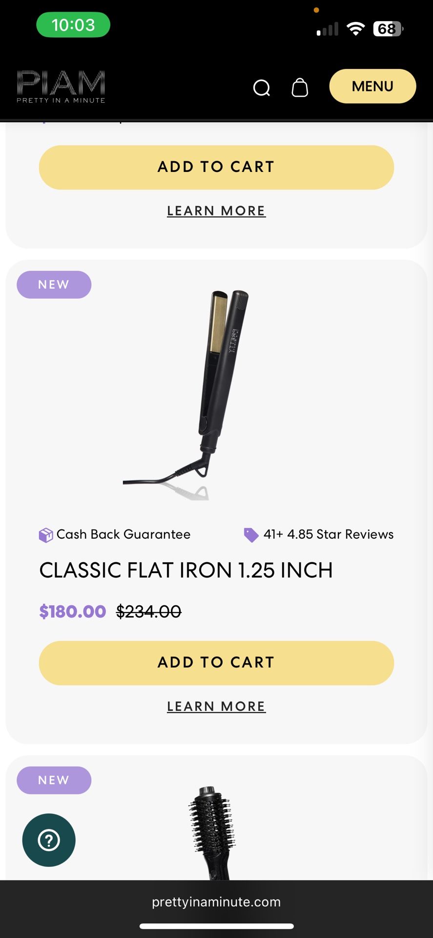 pretty in a minute 1,25" classic black flat iron