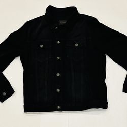 Mens Forever 21 Black With Pockets Denim Jean Jacket Size Large - SUPER CLEAN!