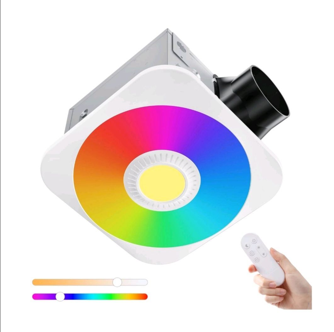 Bathroom Exhaust Fan (9"×9"×5-3/4") Adjustable light with Remote Control