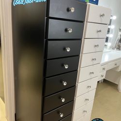 New Tall Black 9 Drawer With Diamond Knobs 