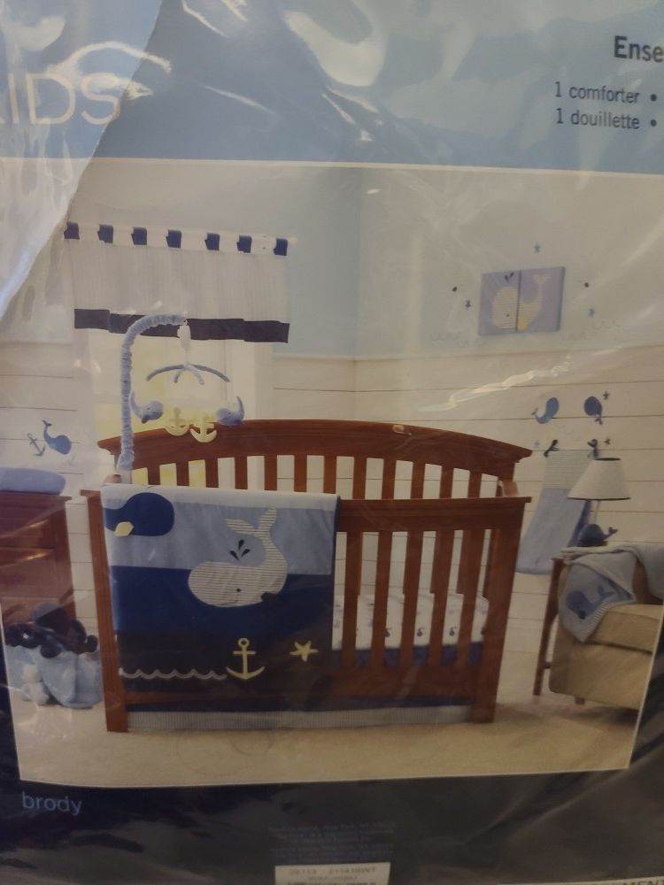 Nautical kids whale themed bedding