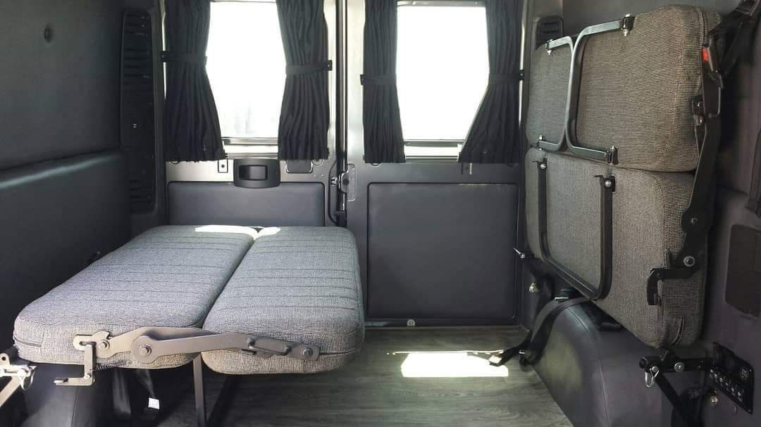 Folding stow away futon/ bench bed seats for camper van, bus, trailer, RVs