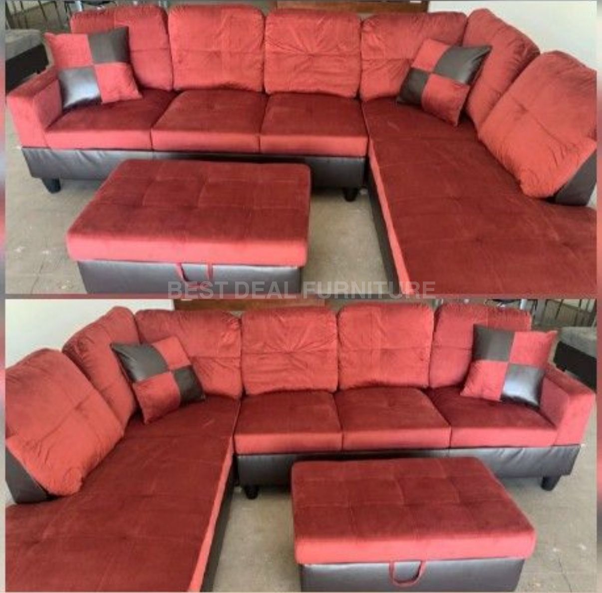 New Sectional + Storage Ottoman — Left or Right Chaise — Delivery Available
