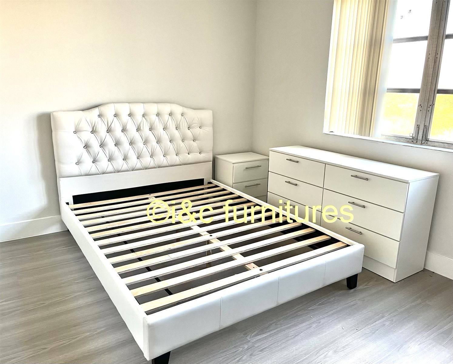 4 Piece Full Size Or Queen Size Bedroom Set New In The Box 📦 Same Day Delivery. Bed Frame Mattress 1 Night Stand And Dresser
