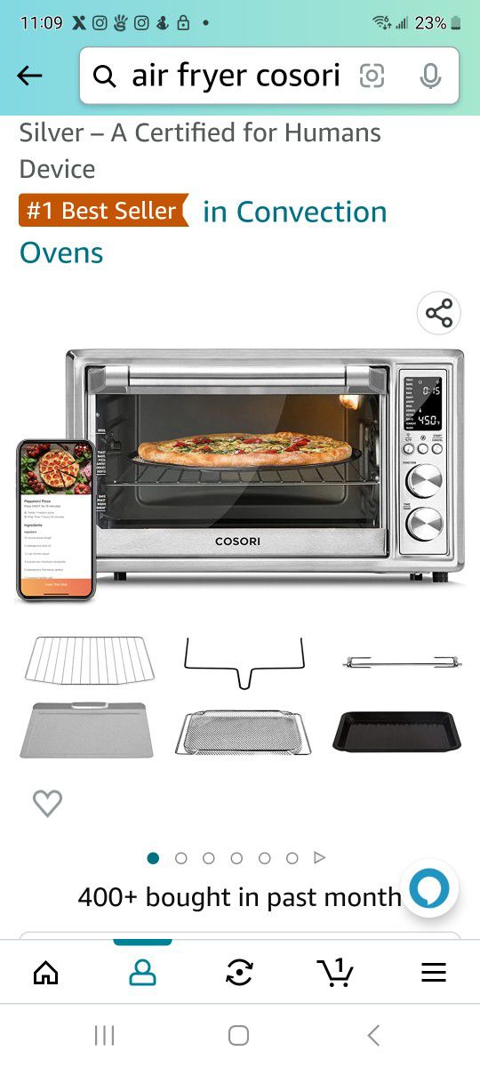 COSORI Air Fryer Toaster Oven, 12-in-1 Convection Ovens with Rotisserie &  Dehydrator, Stainless Steel, 6-Slice Toast, 100 Recipes & 6 Accessories  Incl for Sale in Rosemead, CA - OfferUp