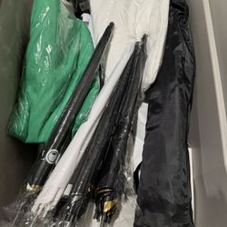 Lomtap lighting studio kit I don't know if it's complete Seems to be Had green and white back screen An added white hanger thing Some added bulbs Coma