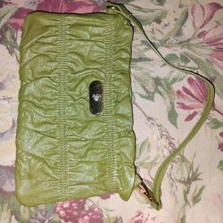 JM Collection Green Leather Clutch 