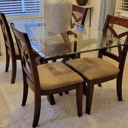 Wood And Glass Dining Table With 4 chairs