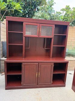Cherrywood entertainment center with Hutch and night stand