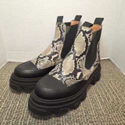 Ganni Snake-Effect Leather Chelsea Boots